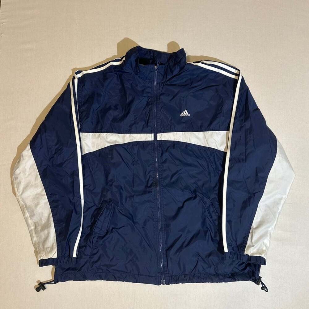 Adidas Vintage 2000s Blue White Full Zip Lightweight Track Jacket Size XL
